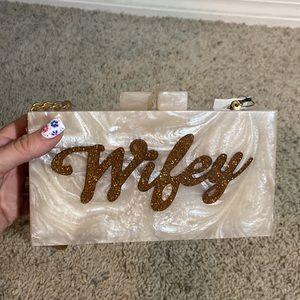 NWT LULU NYC Wifey Acrylic Clutch purse